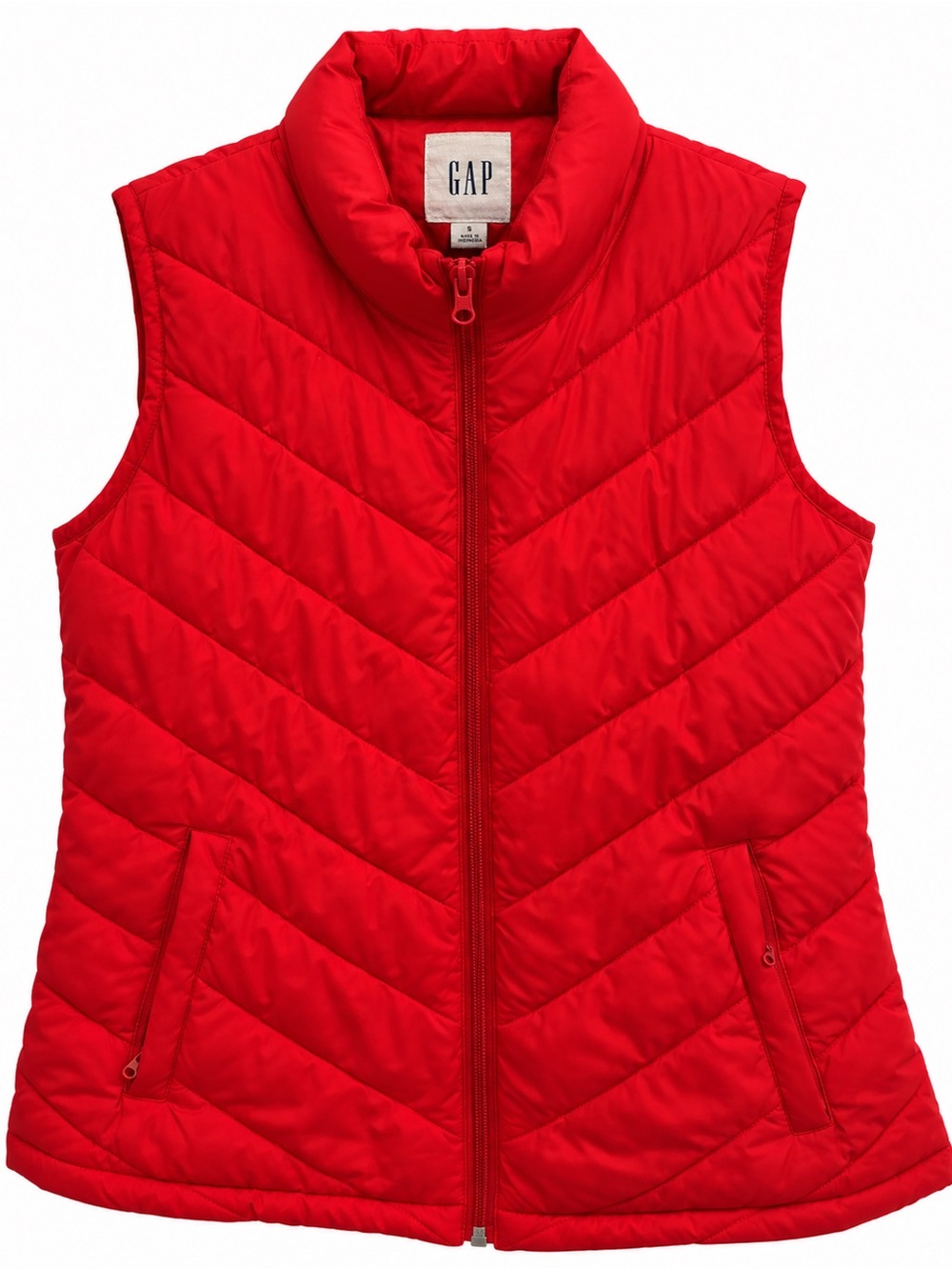 Gap red puffer vest size small ski lodge cold weather wear pockets zip up